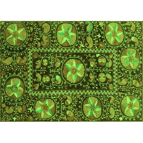 Ahgly Company Indoor Rectangle Abstract Green Modern Area Rugs, 6' x 9'