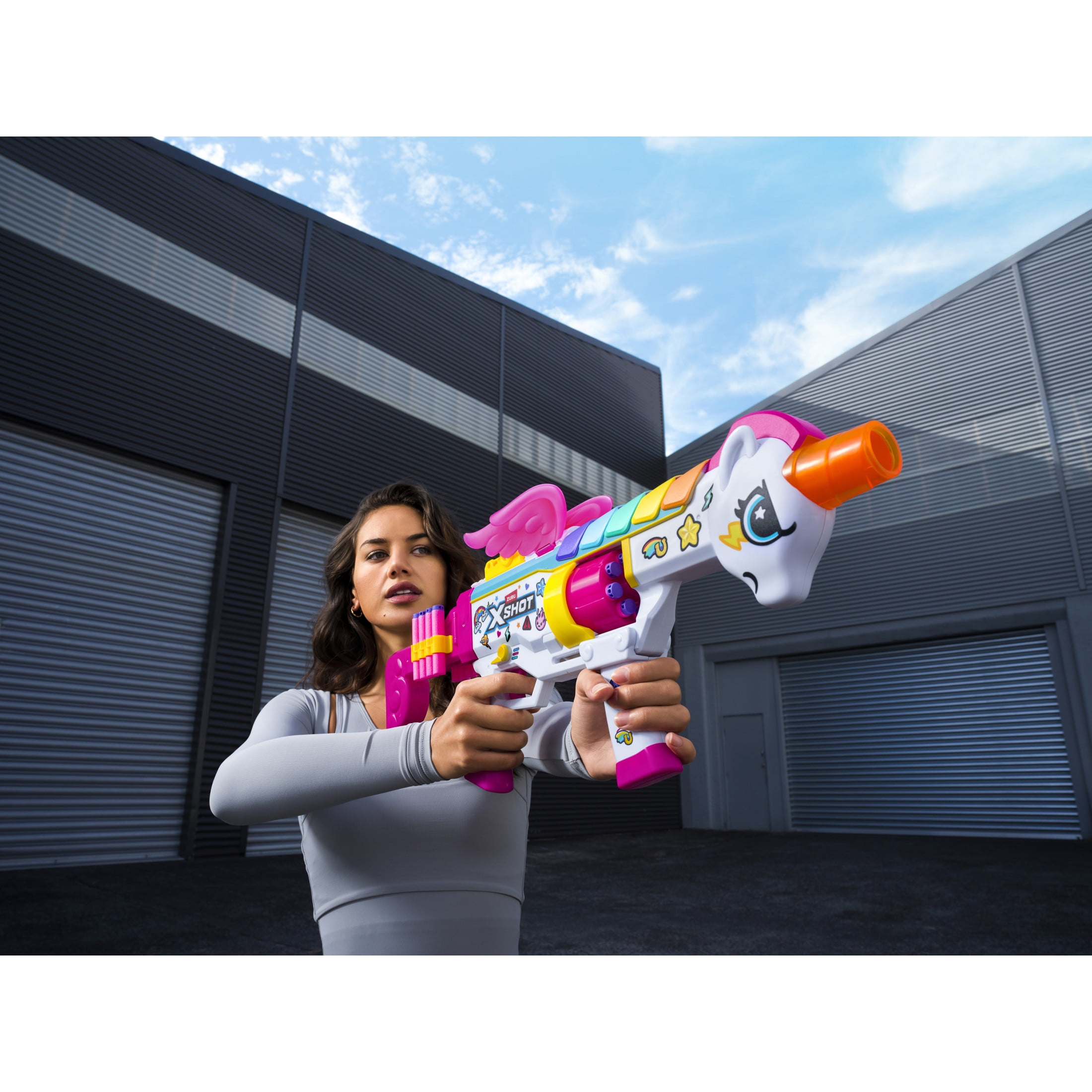 XSHOT Big Rizz Blastercorn 24 fléchettes à technologie Air Pocket de ZURU, Dart Blaster jouet pour garçons et filles, adolescents et adultes âgés de 8 ans et plus ZURU FUSIL LICORNE