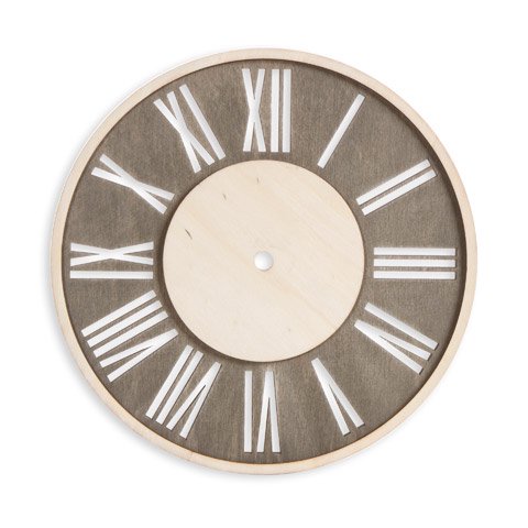 Roman Numeral Clock Face: Distressed Wood, Round, 9 inches - Walmart