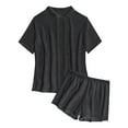 thumbnail image 4 of Bathing Suit Coverups Women's 2 Piece Cover Ups Set Short Sleeve Open Front Kimono Swimsuit Coverup With Shorts Black,L, 4 of 9