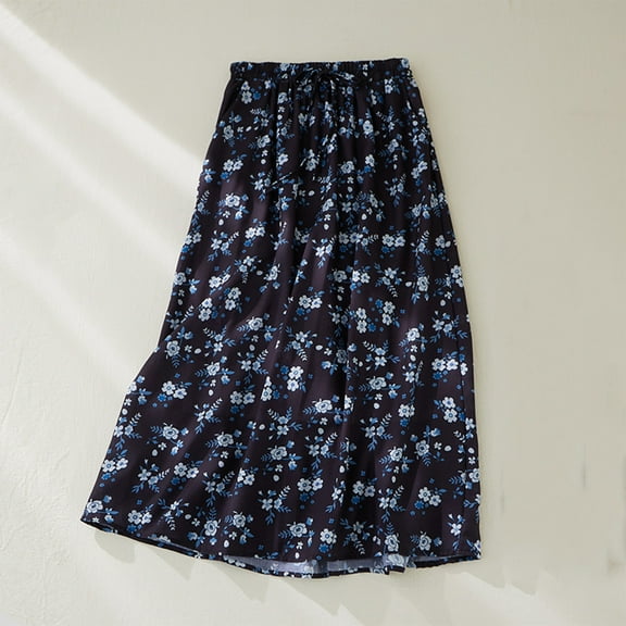 Njagoc3 Effortless Weekend: Womens Smocked Elastic Waist Midi Skirt | Solid Hue | Lightweight Rayon Challis | Summer Casual Wear for Farmers Markets & Picnics