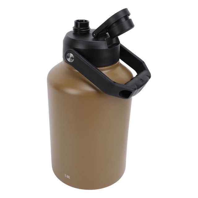 Bouteille d'Eau de Sport 3,8 L en Acier Inoxydable à Double Paroi, Isolée sous Vide, Grande Bouteille d'Eau avec Base Antidérapante en TPR pour Gym, Camping, Randonnée, Voyage, Plage