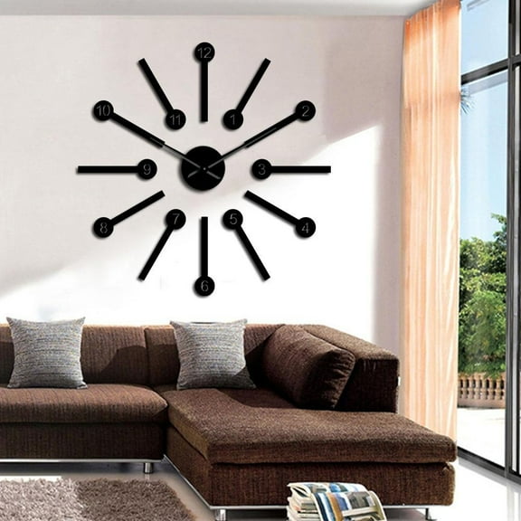 Big Space Wall Clocks Kit Stickers Home Art Modern House Wall Decor DIY Big Hands Wall Clock Hanging Wall Watch Housewarming Gift(Black,27inch)