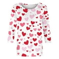 thumbnail image 5 of BangWanChi 3/4 Length Sleeve Womens Tops Women's Valentine's Day Fashion Printed T-shirt 3/4 Sleeves Blouse Round Neck Casual Tops, 5 of 5