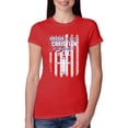 thumbnail image 1 of Wild Bobby, American by Birth Christian by The Grace of GOD Inspirational/Christian Women Slim Fit Junior Tee, Red, Small, 1 of 6