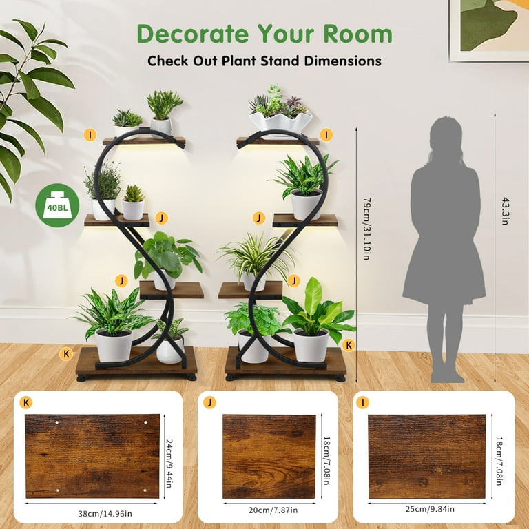 Plant Stand Indoor with Grow Lights, 4-Tiered Metal Plant Shelf Indoor,  31'' Plant Stands for Indoor Plants Multiple, Flower Stands for Indoor  Plants, 4 Adjustable Feet, Patio (2 Pack) - Walmart.com