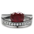 thumbnail image 3 of Stainless Steel Women's Engagement Ring with Cubic Zirconia Ruby - Size 7, 3 of 4