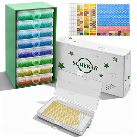 Sumekar 8PCS Extra Large Diamond Art Kits Tray Tool,Diamond Painting Accessories,2-in-1 Diamond Art Trays with Lids(Clear)