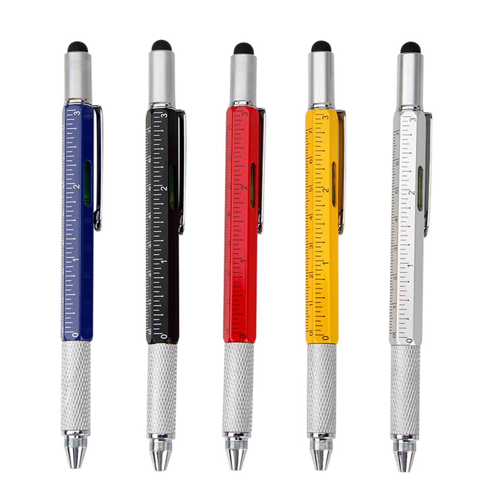 6 in 1 Tech Tool Pen with Ruler, Level gauge, Ballpoint Pen, Stylus and