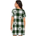 thumbnail image 2 of Bixox Green White Lumberjack Plaid Pattern Women's Nightgown, Soft & Breathable Sleepwear, Round Neck Knee-Length Pajama Dress,Loungewear for Home & Sleep, 2 of 7