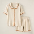 thumbnail image 6 of Bovxnpu Women's Pajamas Set 2 Piece Loungewear Set Lightweight Faux Cardigan Collared Button Ice Silk Loungewear Pajama Set Sleepwear, 6 of 6