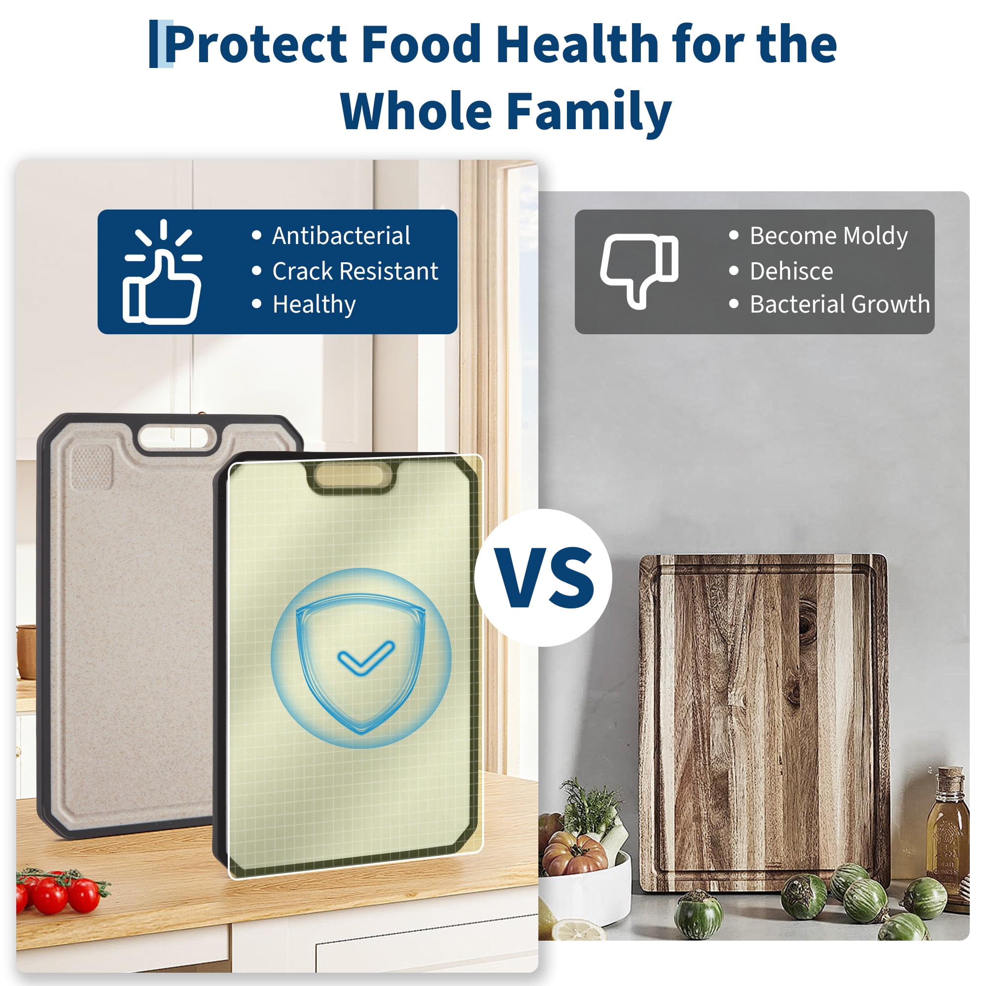 Double-Sided 304 Stainless Steel & Titanium Cutting Board with Deep Juice Groove & Built-in Handles, Easy to Clean Chopping Board, for Kitchen – 15x10 Inch