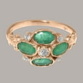 thumbnail image 5 of LBG British Made 18k Rose Gold Synthetic Cubic Zirconia & Natural Emerald Womens Statement Ring - 33 size options - Size 6.5, 5 of 6