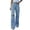 Light Blue, variant on Women's Flare Denim Jeans with Hole Waist and Ripped Design, Polyester Material, for Casual and Party Occasions