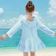 thumbnail image 4 of snilers Toddler Girl Long Sleeve Swimsuit Vacation Beach Dress Cute Swim Cover Ups Ruffle Bathing Suit Kids Swimwear Pool Clothes Size 2-10 Years, 4 of 5