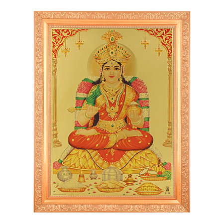 Bm Traders Annapurna Maa Golden Foil Print Photo In Religious Frame (14 X 18 Inch)