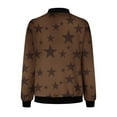 thumbnail image 4 of VINUSLI Bomber Jacket Women 2025 Causal Stars Print Zip Up Coats Long Sleeve Stand Collar Fall Jackets Lightweight Outerwear Tops Brown,L, 4 of 6