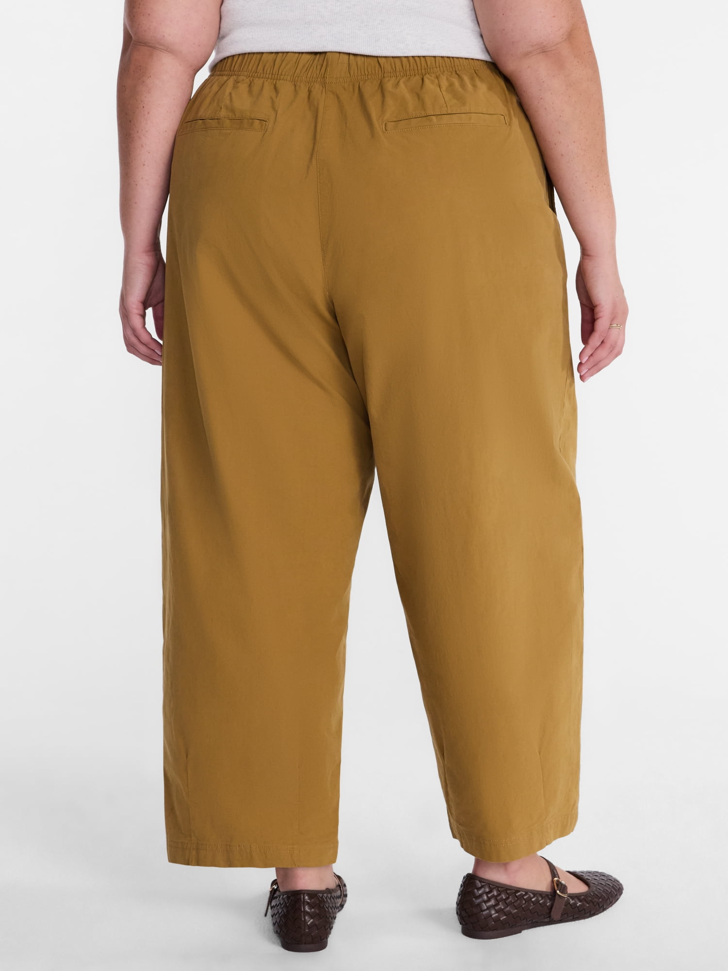 Terra & Sky Women's Plus Cropped Barrel Drawstring Pants, Sizes- 0X-5X