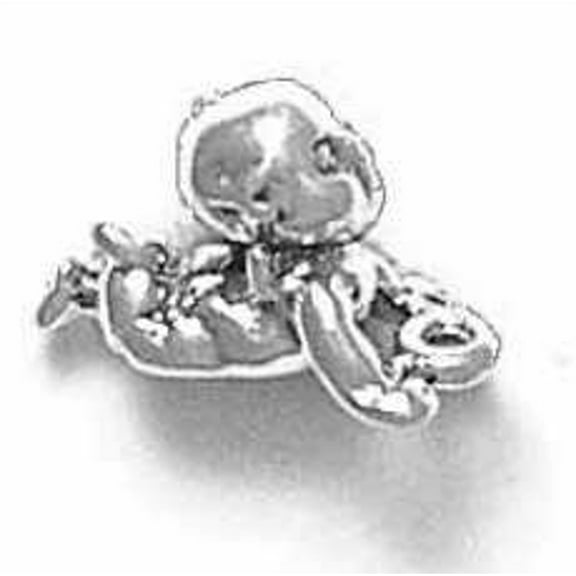 Sterling Silver 7" 4.5mm Charm Bracelet With Attached 3D Baby Kewpie Doll Charm