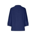 thumbnail image 4 of bnaln 3/4 Length Sleeve Womens Tops Cotton Linen Shirts Solid Color V Neck Button Down Blouses Tops Oversized Tshirts for Women Casual Dressy Blouses Loose Fit Pullover Flowy Tops, 4 of 5
