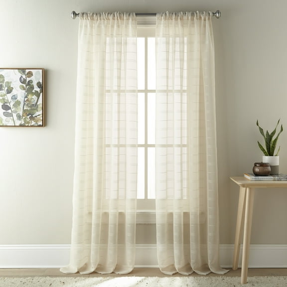 Nanshing Kelsi Semi-Sheer Rod Pocket Curtain Panel, Set of 2, Beige, 50" x 84"