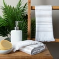thumbnail image 4 of Sticky Toffee Large Absorbent Bath Towels, 100% OEKO-TEX Cotton, 28x16 in, Set of 2, Turkish White, Tan Striped, 4 of 8