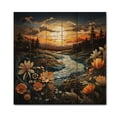 thumbnail image 3 of Designart "Sunset Golden Meadow composition II" Landscapes Print on Natural Pine Wood, 3 of 5