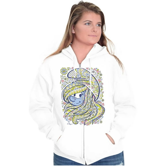 Smurfette Cartoon Floral Paisley Zip Hoodie Sweatshirt Women Brisco Brands S