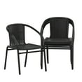 thumbnail image 2 of BizChair Lila Indoor/Outdoor Stacking Rattan Patio Chairs, Set of 4, Black, 2 of 13