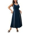 thumbnail image 2 of ITSAME Women's Plus Size Dress, Crew Neck Stretch Comfy Sleeveless Summer Casual Sports Long Dresses Blue 3XL, 2 of 6