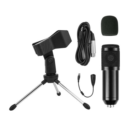 1 Set Condenser Microphone Computer Cardioid Mic with Tripod for Podcast