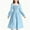 Blue, variant on BRGZLK Girl Flowy Long Sleeve Dresses Spring Autumn Solid Color French High End Sense Square Neck Waist Tucking Medium Long Dress Red 9-10 Years