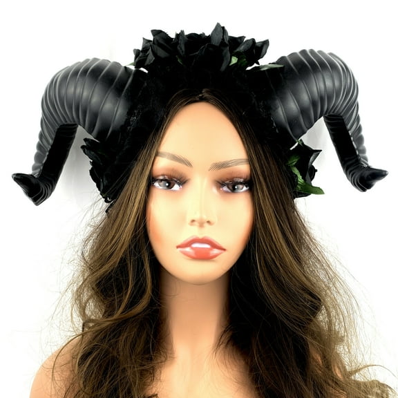 Steampunk Style Luxury Metallic Ram Goat Horn Devil Headband Halloween Costume Masquerade Cosplay Prom Ball Party