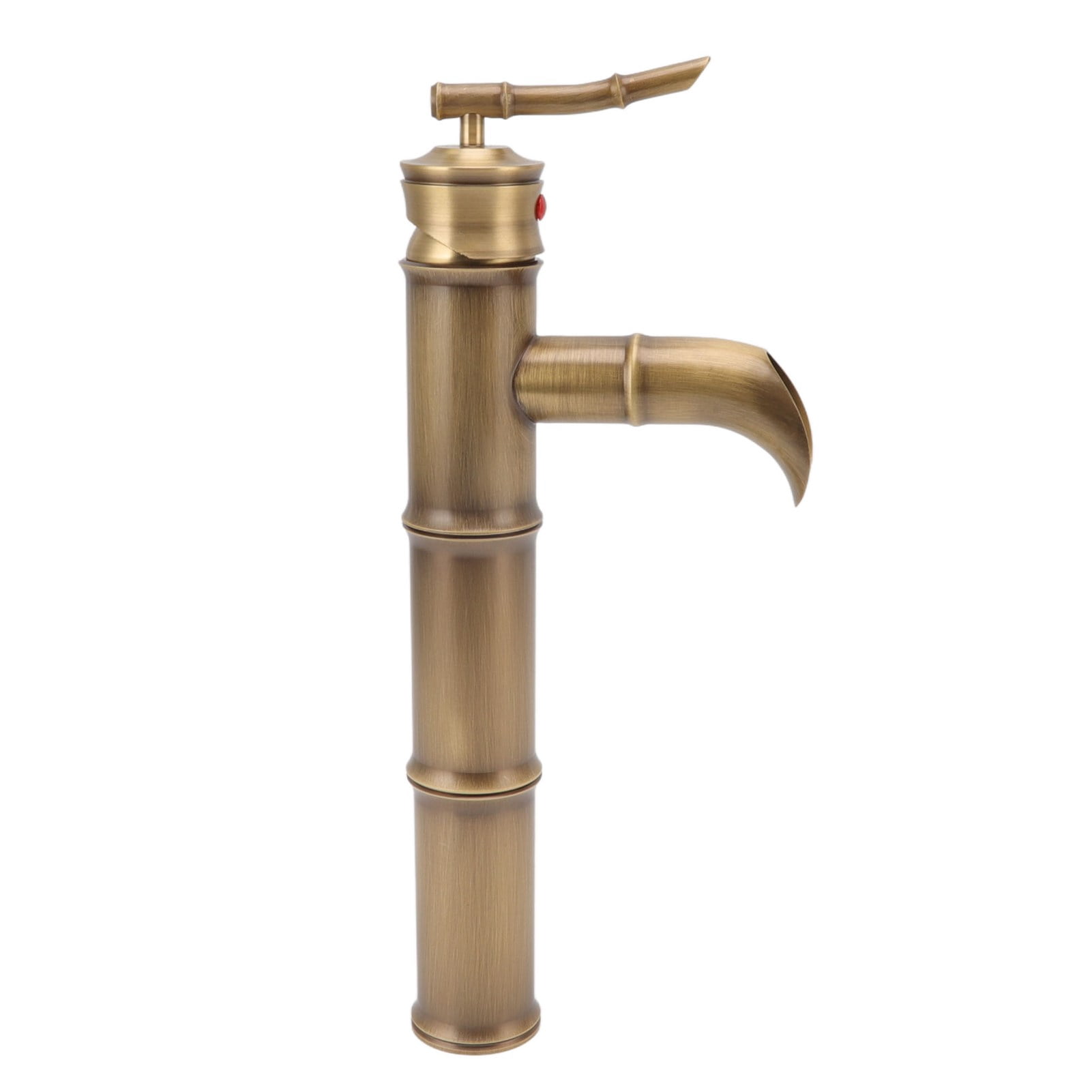 Riousery All Copper Antique Faucet 3 Sections Bamboo Joint Single Hole Basin Tap Bevel Mouth Toilet Cold Hot Sink Faucet with Gaskets and Hoses Included for Bathroom Vanity