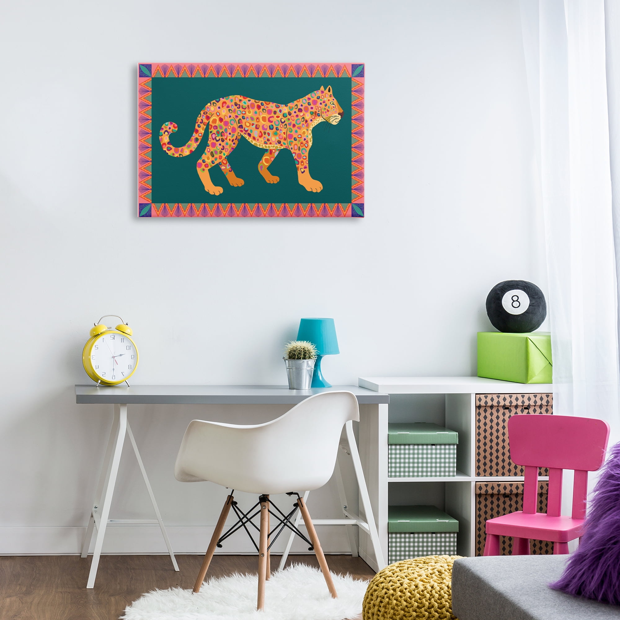 Stupell Industries Bold Patterned Lion Animals Painting Wrapped Canvas Art Print Wall Art, 30 x 20