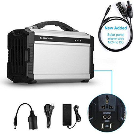ACOPOWER 220Wh Portable Solar Generator for Camping, 60,000mAh Lithium Ion Battery with AC/DC Inverter; Power Bank USB/5V DC/12V AC 110V; Input: AC, Car & Solar
