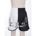 thumbnail image 4 of Haitryli Kids Boys Muay Thai Martial Arts Shorts MMA Kick Boxing Boxer Shorts Training Booty Shorts Black&White 3-4, 4 of 7