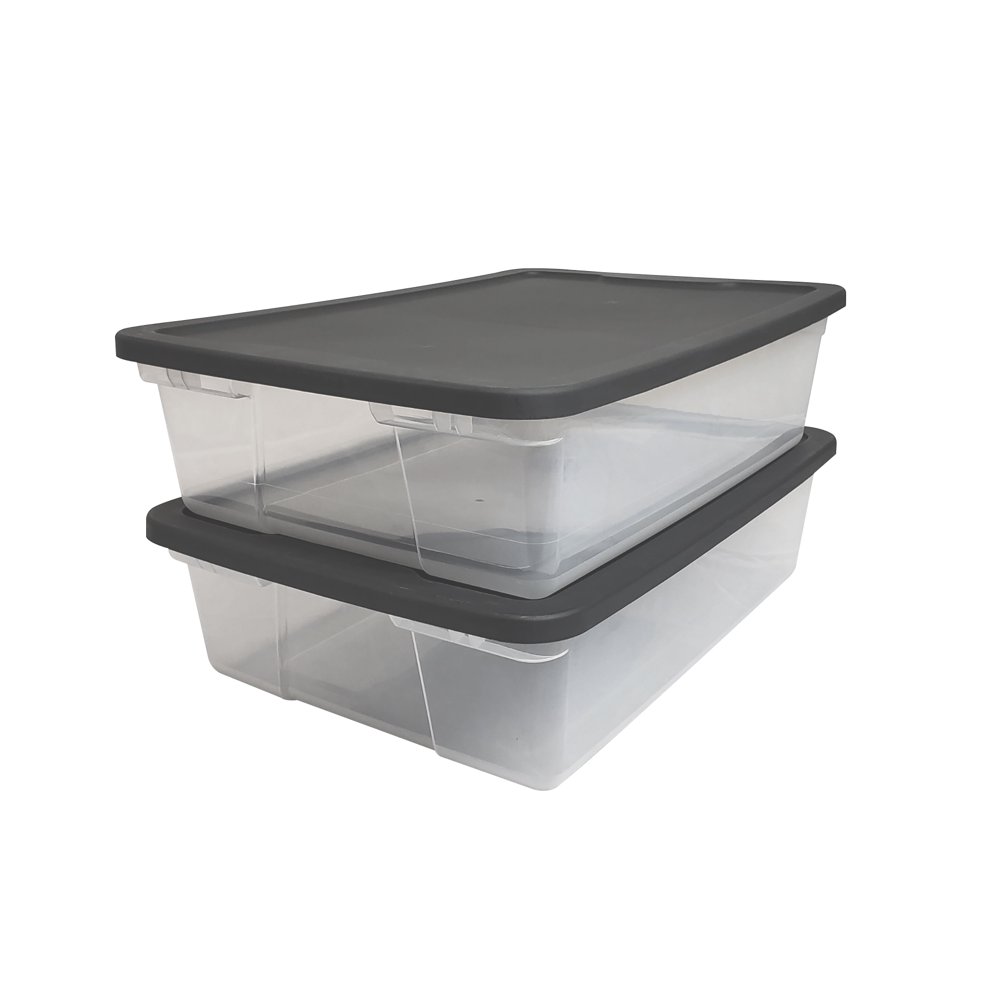 Homz Snaplock® 28 Quart Clear Underbed Storage Container with Grey Lid