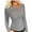 A02_Gray, variant on Women's Long Sleeve Tops Skew V-Neck Stretch Underscrubs Slim Fit Hollow Out Tees Shirts Tops Casual Bottoming Shirts