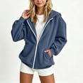 thumbnail image 2 of NAISIBABY Girls' Hooded Zip-Up Hoodie, Solid Thicken Jackets Coat Sweatshirts Fashion Kids Clothes Navy Size 15, 2 of 8