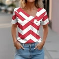thumbnail image 2 of FAIWAD Women Summer Tops Short Sleeve Irregular V Neck Button T-Shirts Geometric Color Block Print Tees Blouses, 2 of 5