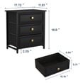 thumbnail image 5 of Demi Bonn Nightstand Set of 2, Bedside Table with 3 Decorated Drawers, Wood Accent Side End Table with Storage for Bedroom, Black, 5 of 8