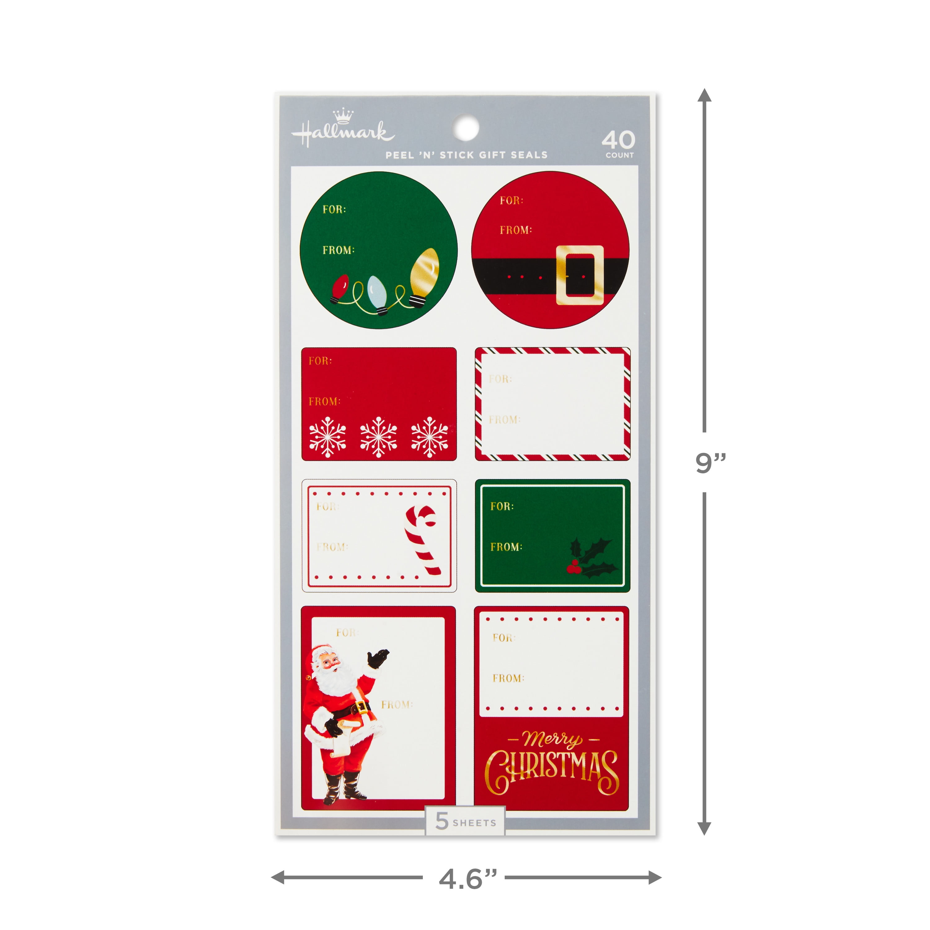 Hallmark Christmas Gift Tag Stickers, 40 ct. (Red and Green Designs)