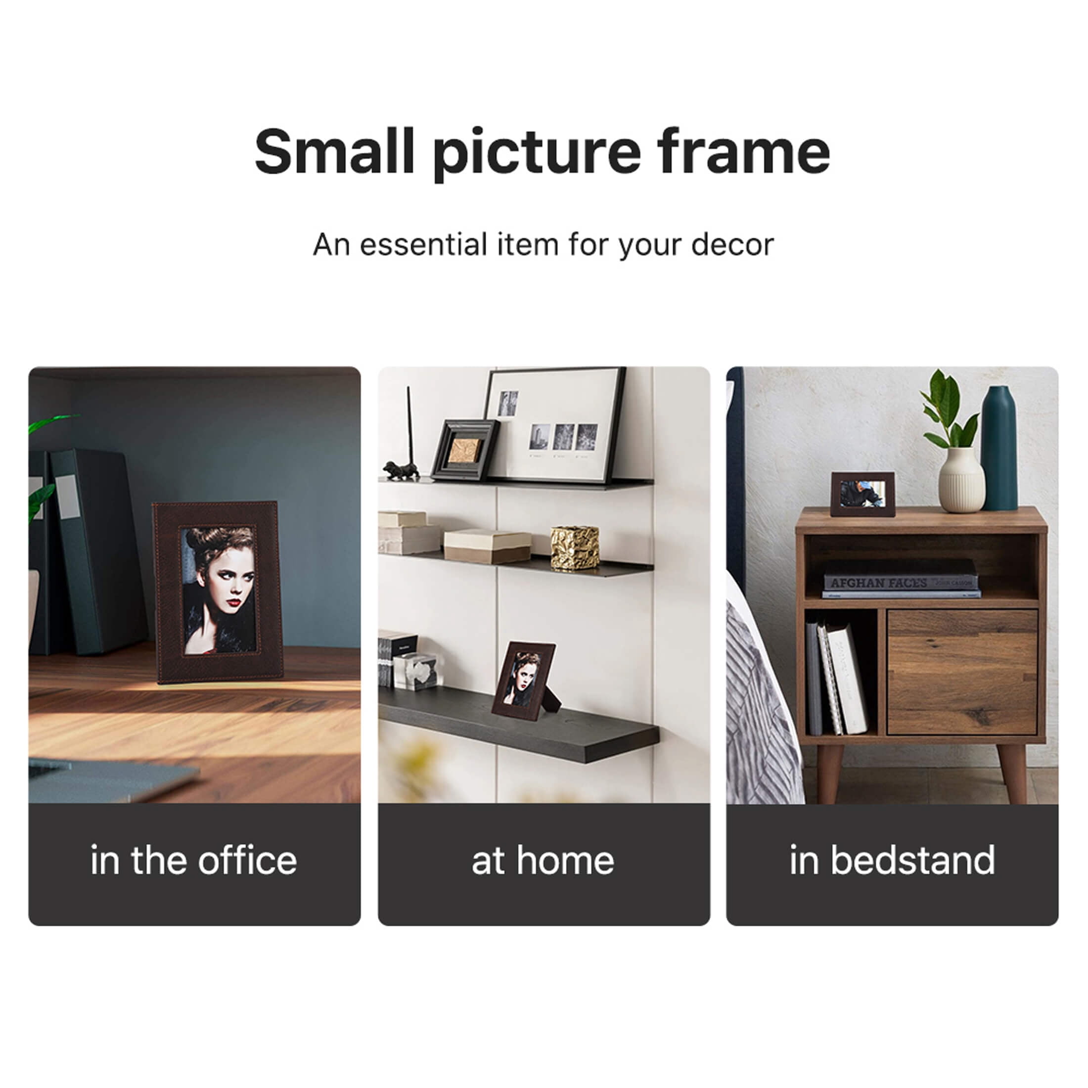 Hiram Genuine Leather 5" x 7"Desktop Photo Frame, Cute Standing Picture Frame, Coffee