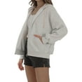 thumbnail image 4 of Franhais Women's Autumn Casual Hooded Coat Solid Color Long Sleeve Zip Up Hoodie with Pockets, 4 of 9
