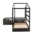 thumbnail image 6 of Newest Wood House Bed Twin Size, 2 Twin Solid Bed L structure with fence and slatted frame, Espresso, 6 of 10