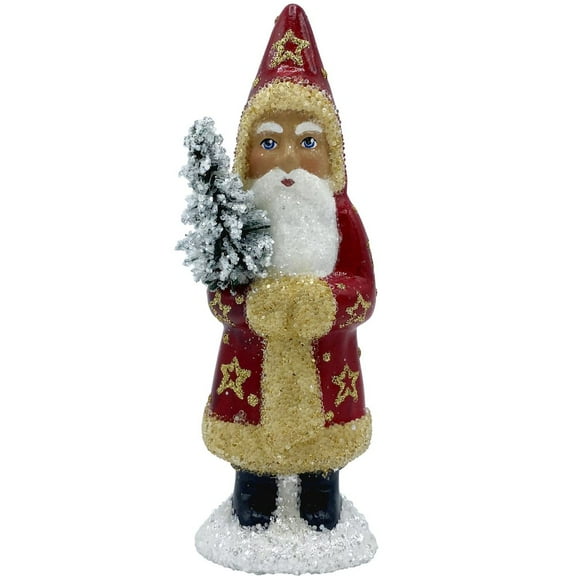 4.75" Vibrant Unique Santa with Stars and Coat Schaller Paper Mache Candy Container