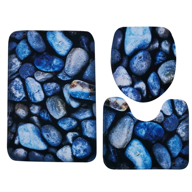 Juego de alfombras de baño con estampado de piedra 3D, alfombrillas de baño antideslizantes, alfombrillas decorativas para asiento de inodoro, alfombra 3 piezas Eigraketly JJ25267-07