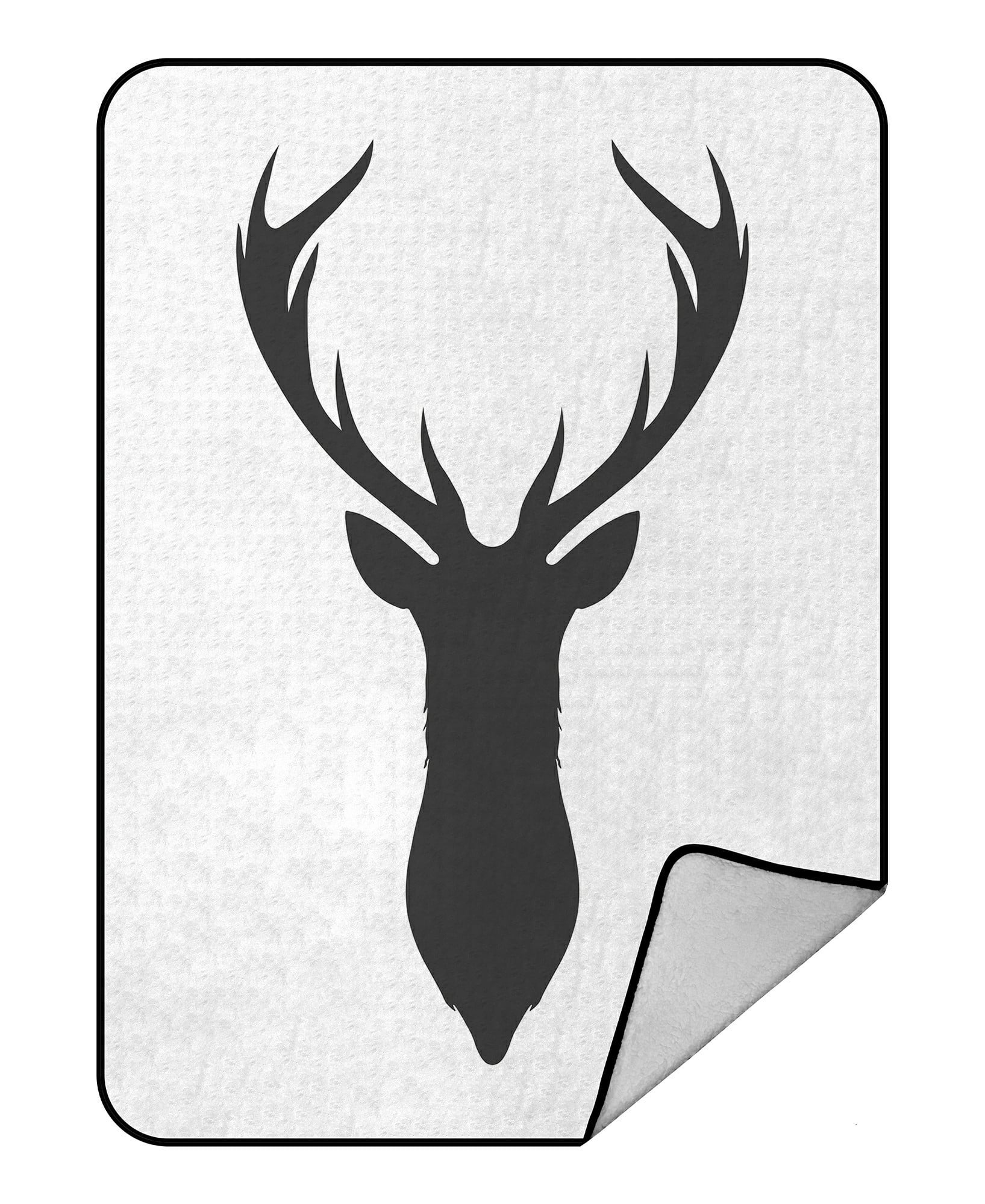 ECZJNT Dark grey silhouette of a deer head and antlers Throw Blanket