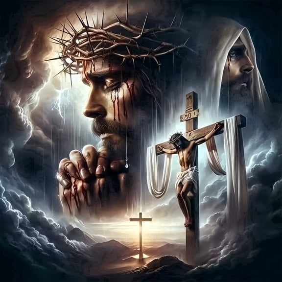 BYGFHLYW Jesus Art Craft Diamond Art Painting Kits,Full Round Dril Gem art Kits,Home Wall Decor 13.8*13.8In